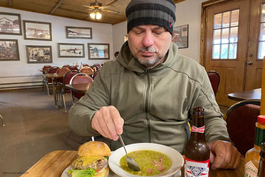 Chris eating lunch in Coldfoot Trucker’s Cafe.