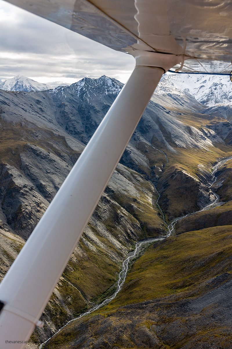 wild river during scenic flight over Brooks Range.