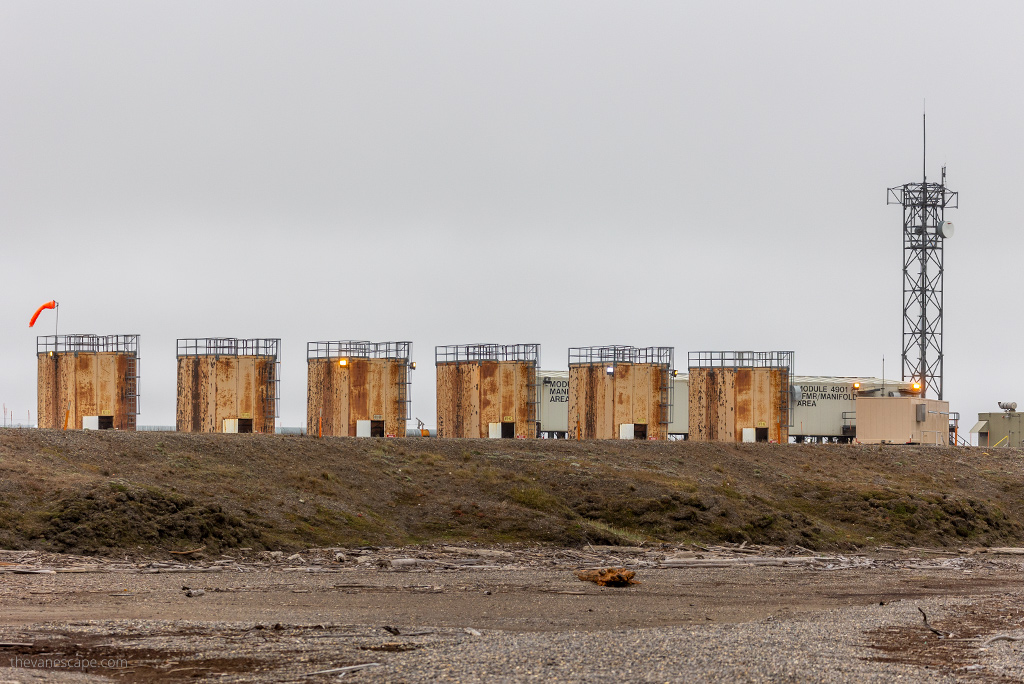 Industral buildlings at Arctic Ocean, Prudhoe Bay.