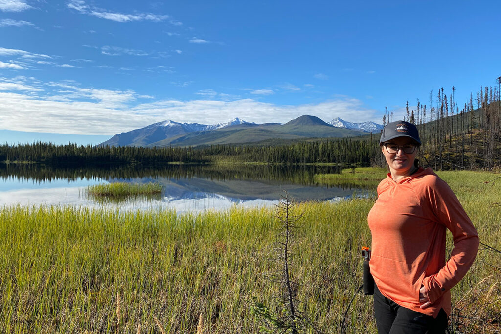Agnes Stabinska, the author, hiking in the Gates of the Arctic National Park with a bear spay.