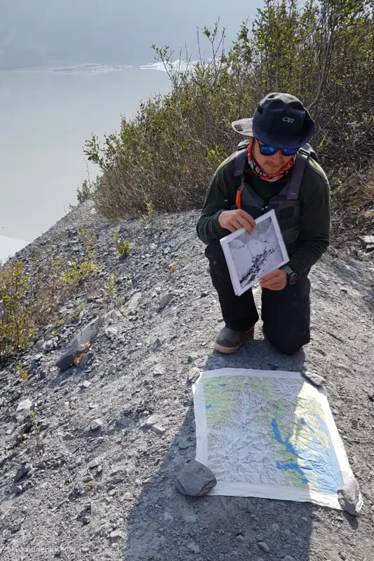 Our local guide from Anadyr Adventures explains the glacier history and shows the Valdez region on a map.