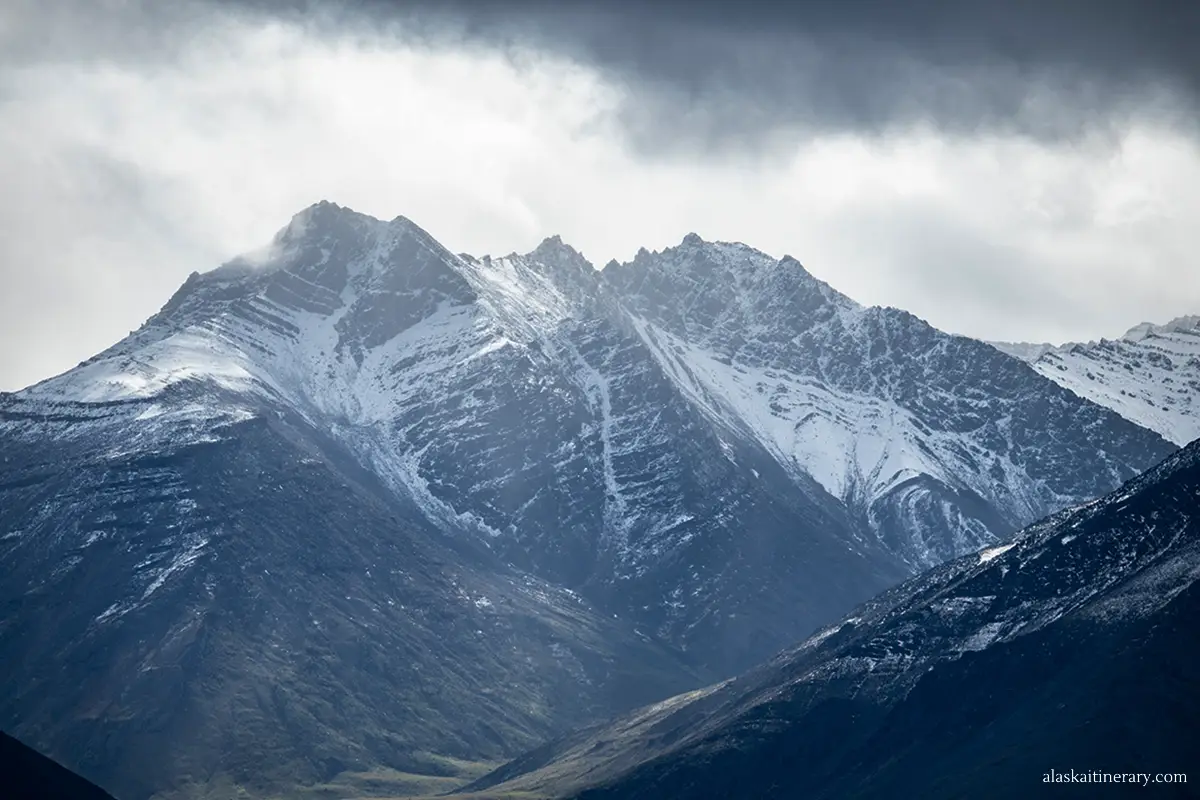 Snowy peaks of Brooks Range in Alaska.
