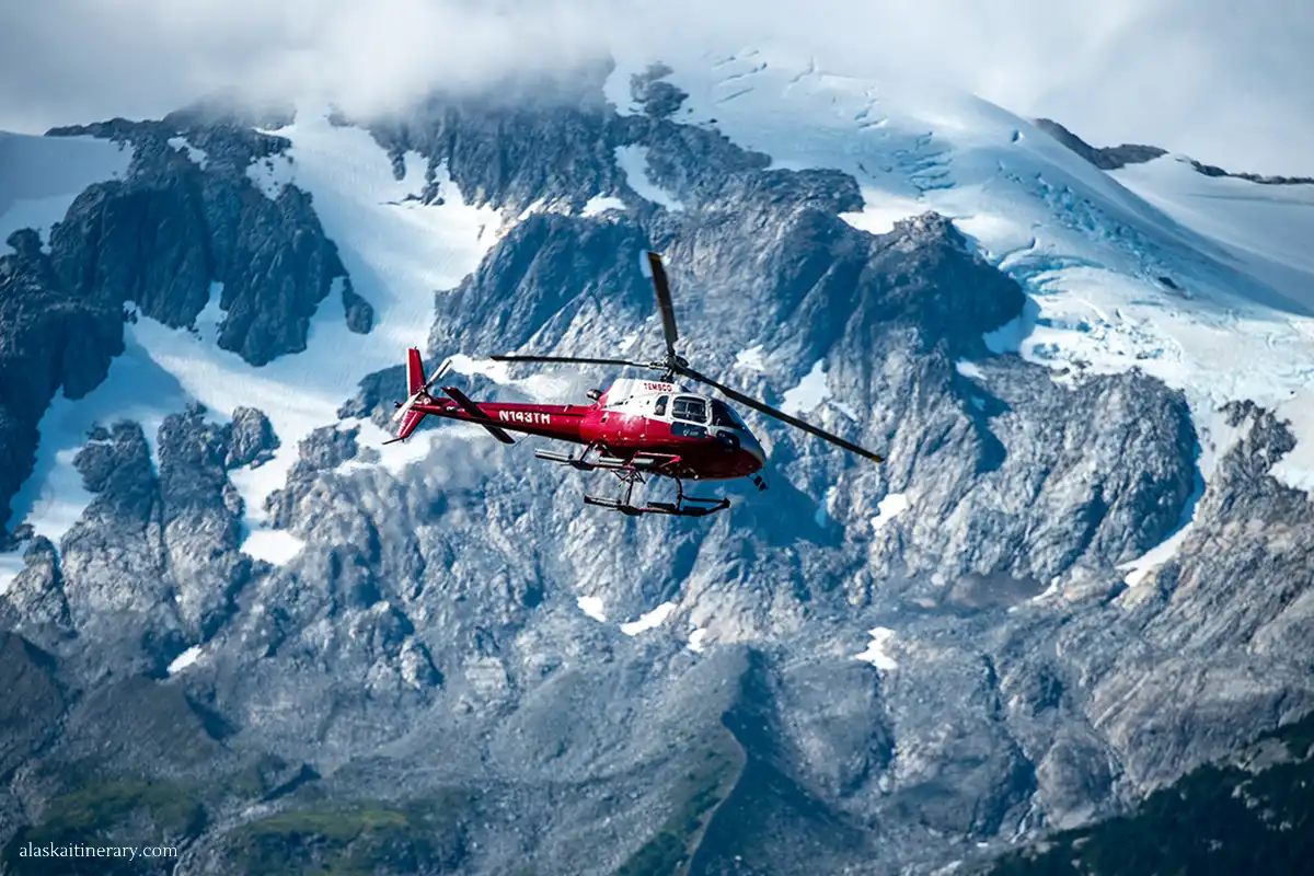 Helicopter tour - one of the most expensive shore excursions - worth adding to Alaska cruise cost.