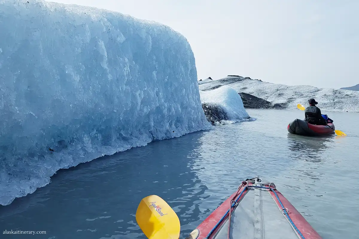 Paddling among icebergs in Valdez, Alaska.