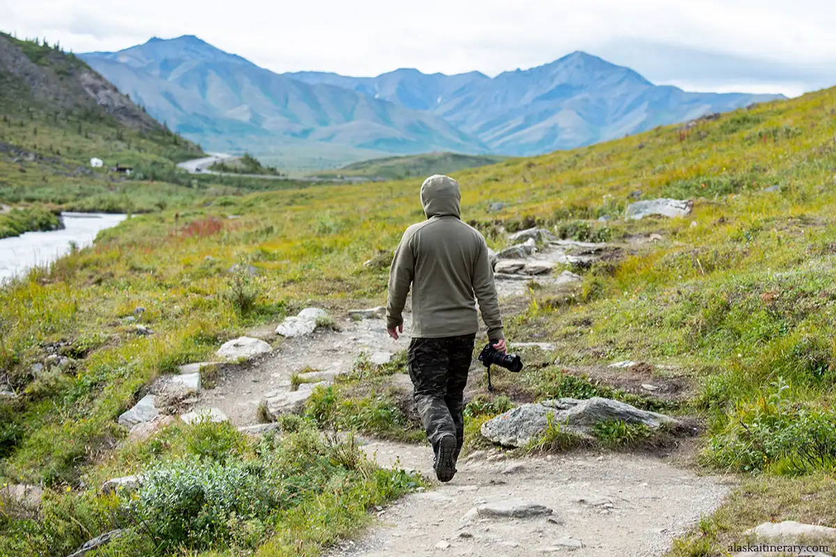 Chris on hiking trail in Denali National Park.