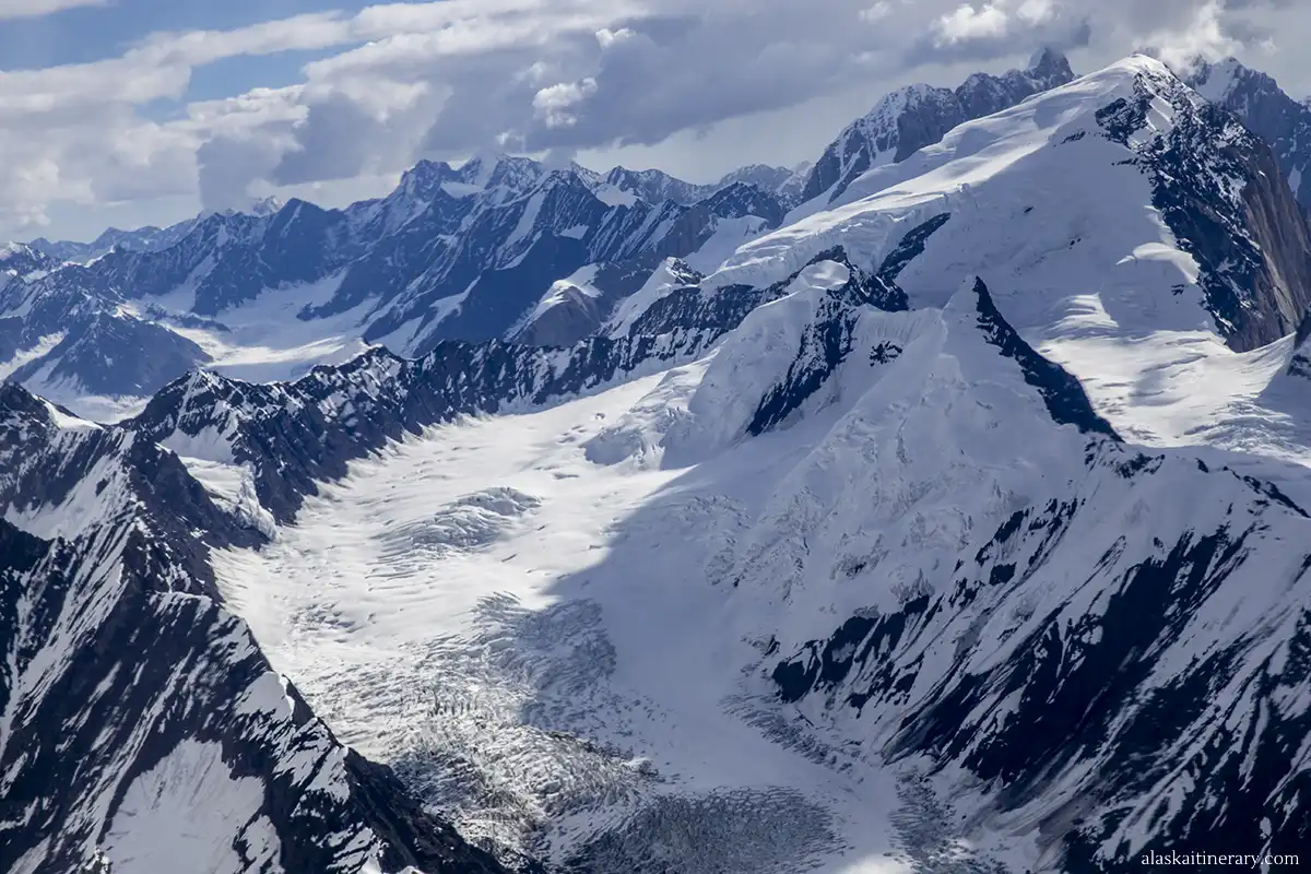 glaciers view during scenic flight over Denali. 