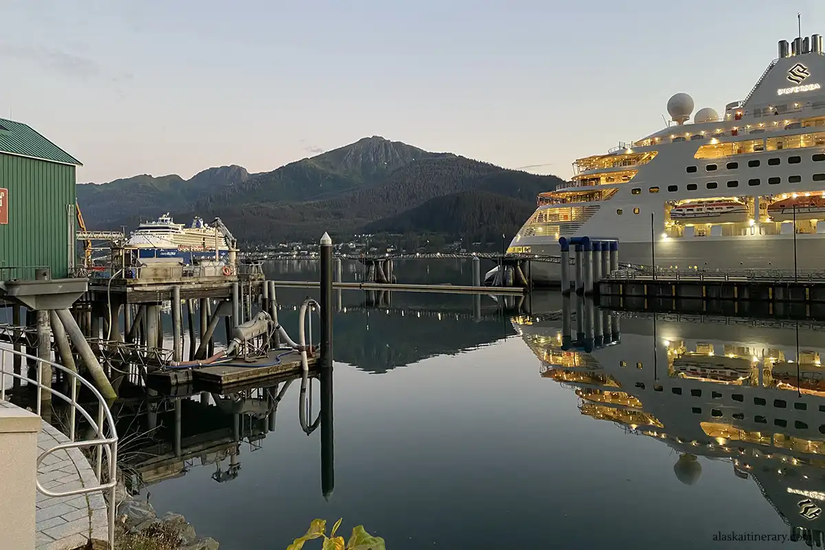 Huge cruise ship in Juneau, as cruising is one of the most popular way to get to Alaska's capital.