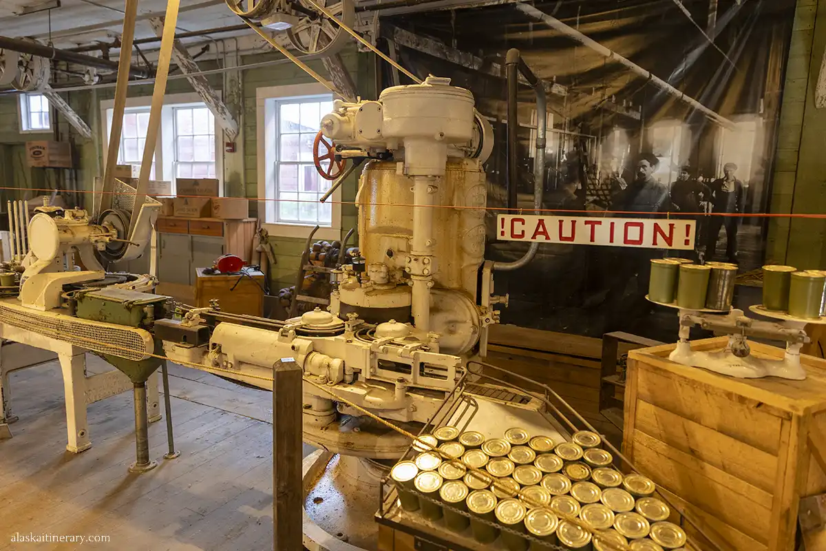 Machines production lines and cans are on display at the Cannery Museum.