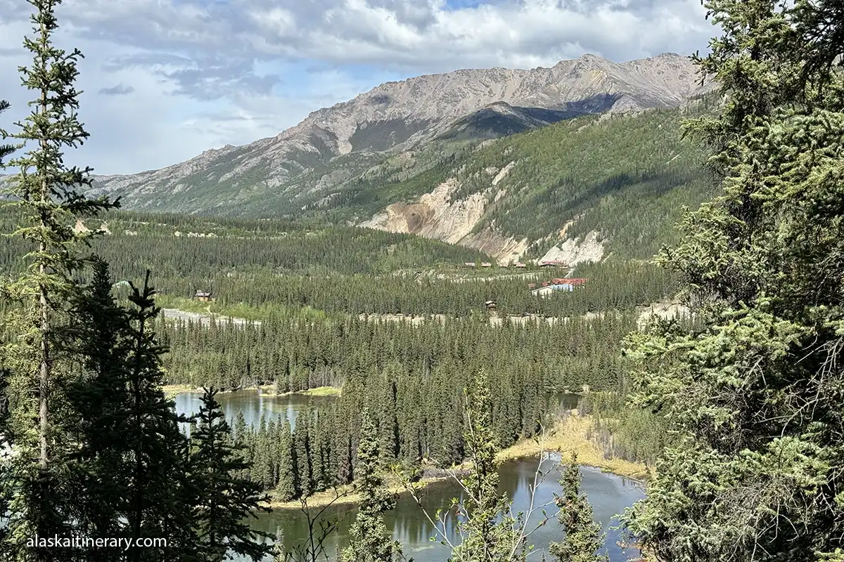 Firs overlook from the trail, when the lake is visible.