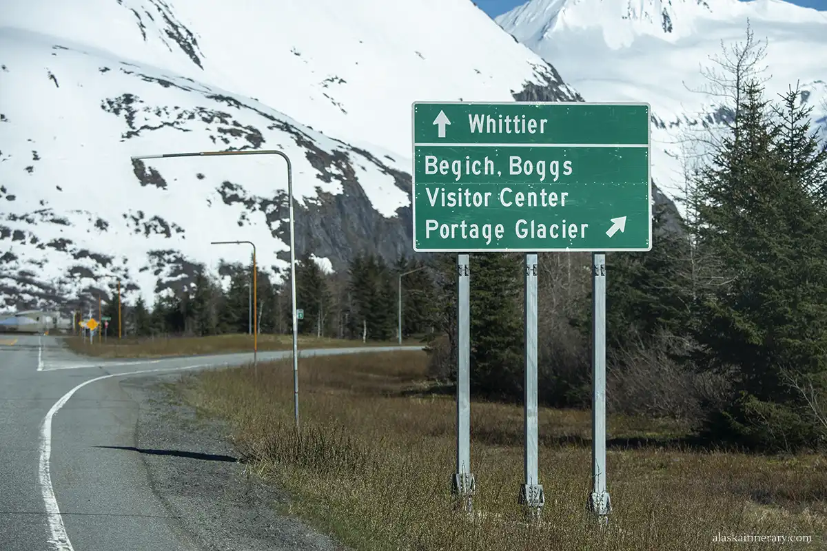 entrance sign to Begich Boggs Visitor Center.