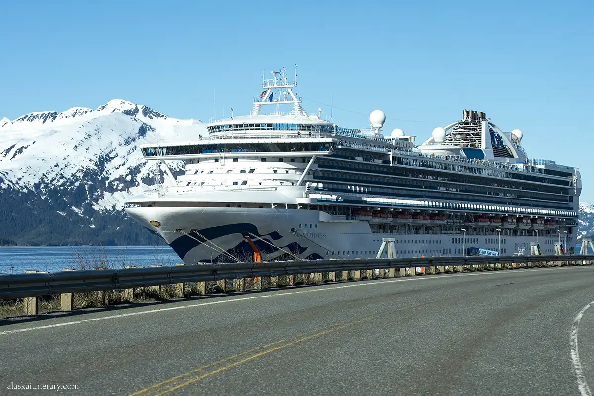 cruise ship in whittier cruis port.
