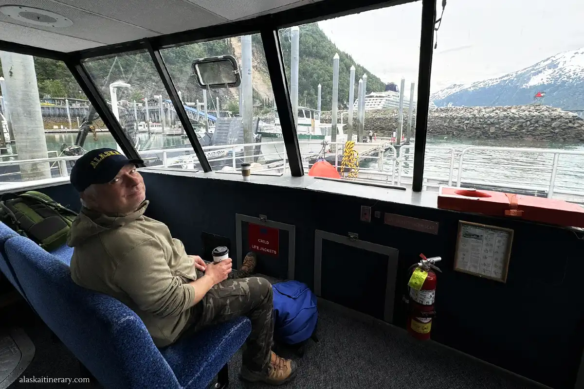 Chris on a ferry to Haies.