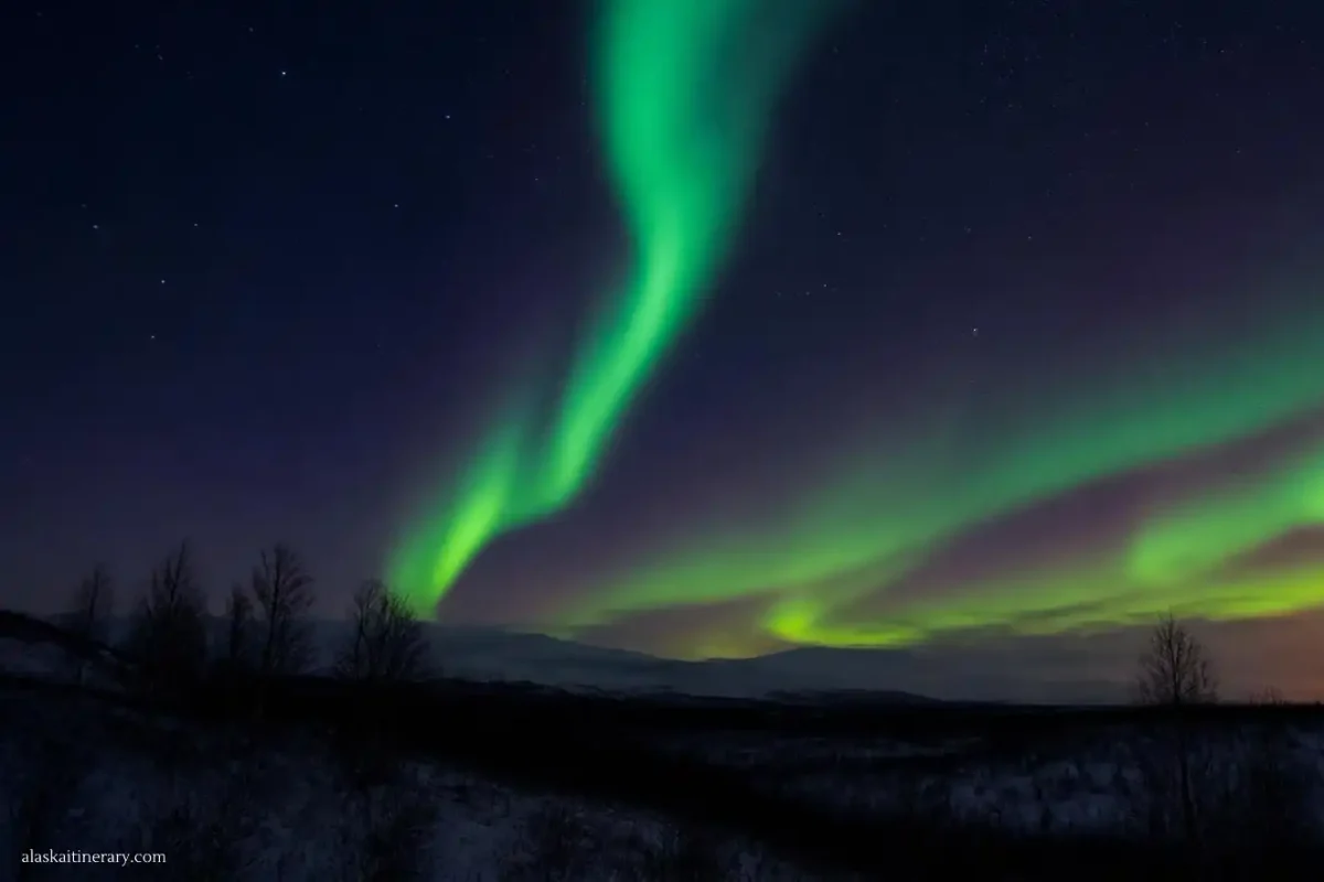 Aurora borealis on a dark sky.