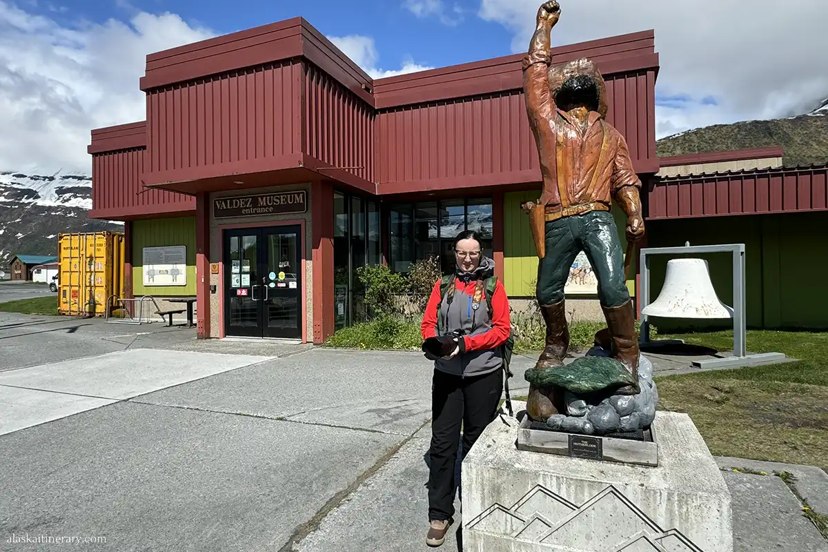Agnes Stabinska, the author, in Valdez museum.