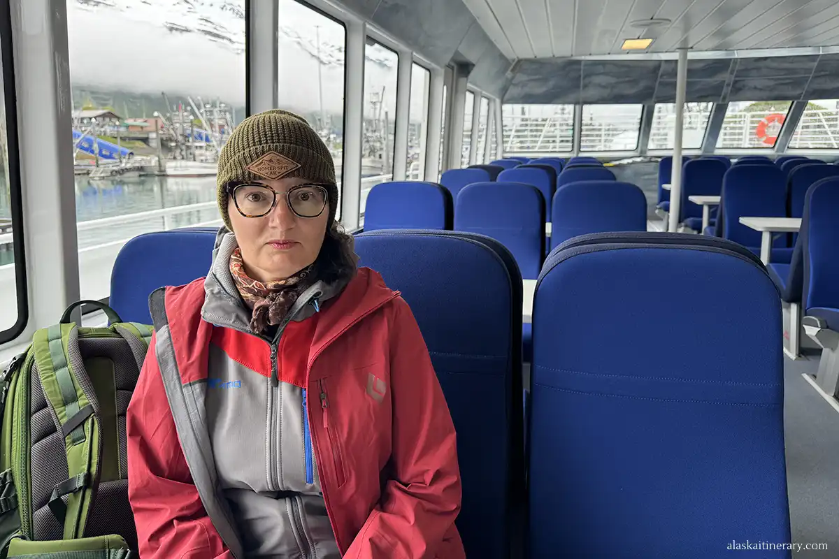 Agnes Stabinska, the author, on a ferry.