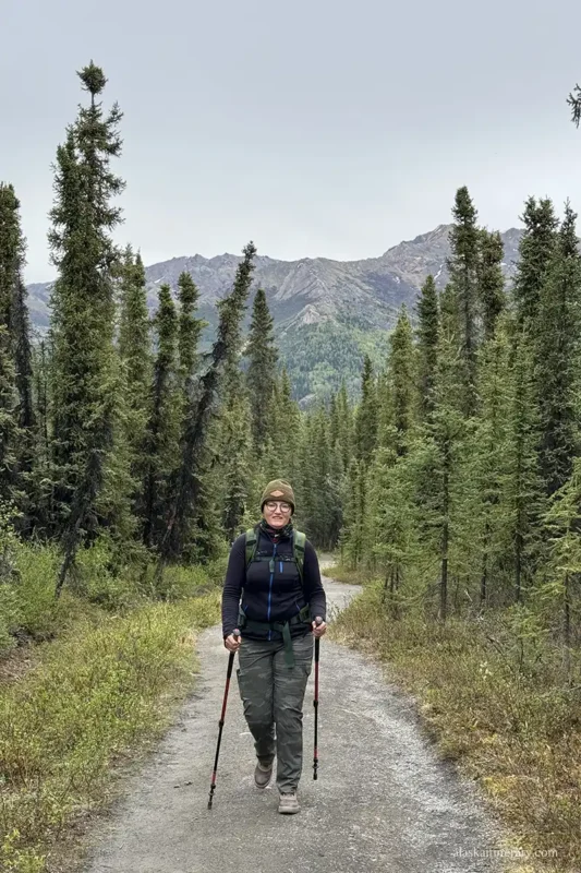 Agnes, the author, during her hike to Mount Healy.