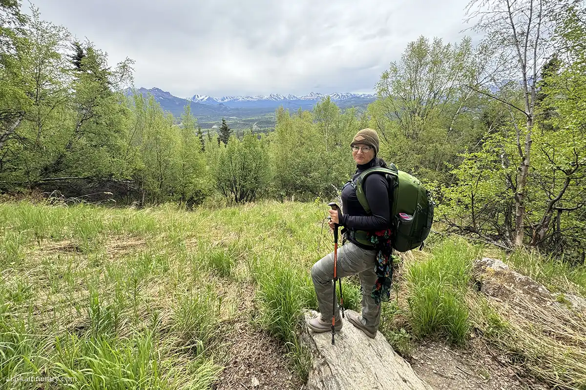 Agnes, the author, in the boreal forest.