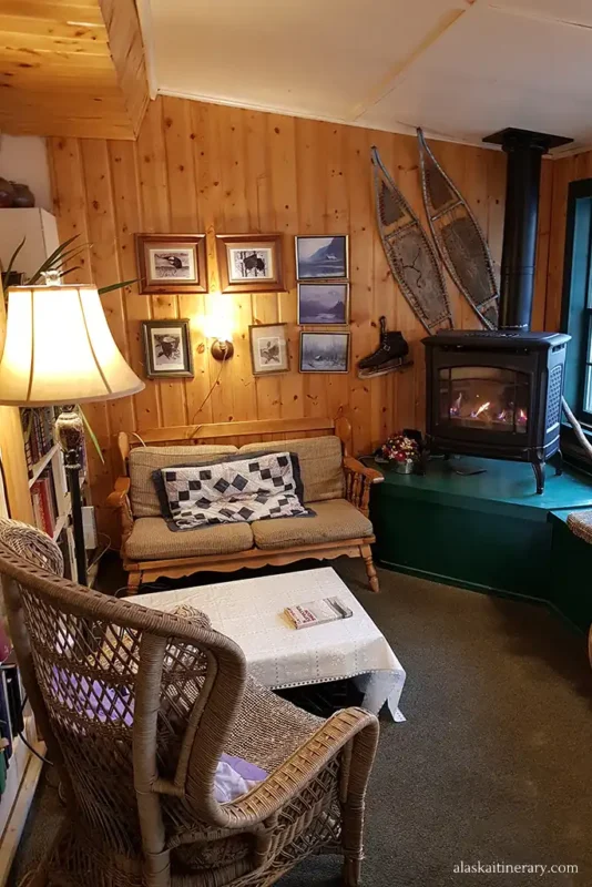 Cozy inside of Talkeetna Roadside Hotel.