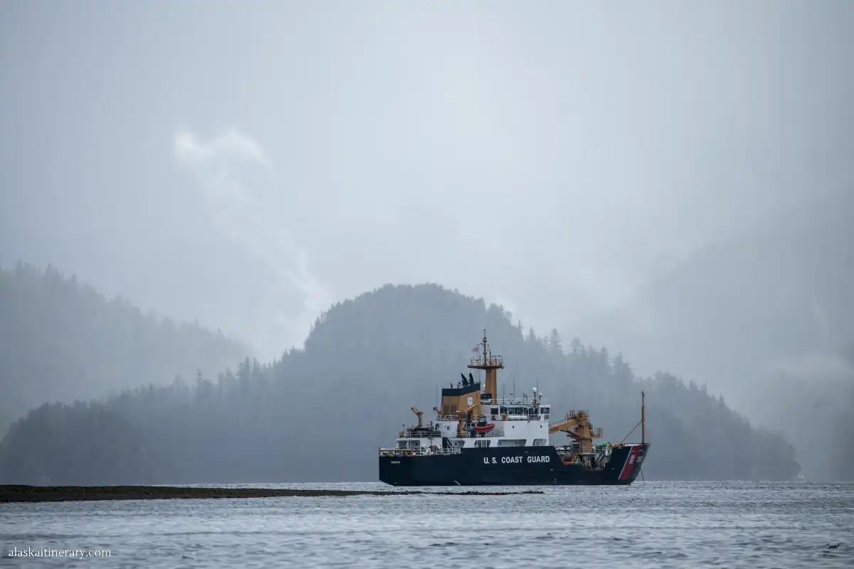 U.S. Coast Guard ship in Sitka Cruise Port.