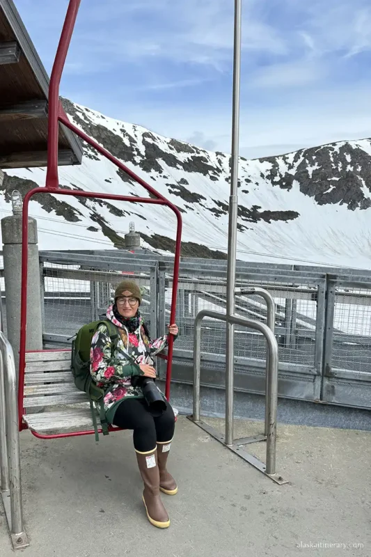 Agnes Stabinska, the author, at the summit of Alyeska Mountain.
