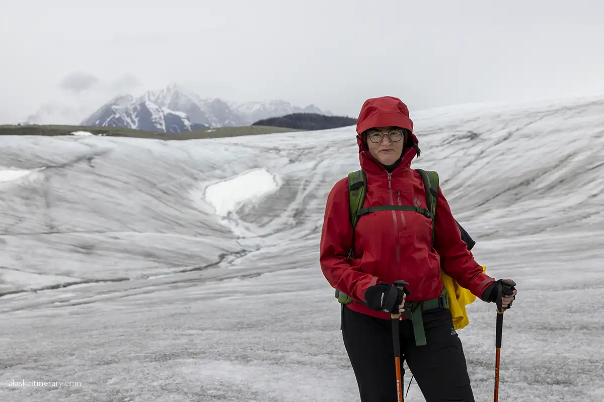 Agnes Stabinska, the author, on Root Glacier.