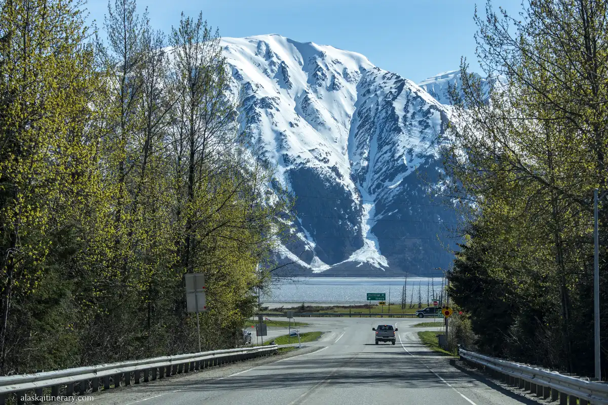 Scenic mountain view during drive to Girdwood.