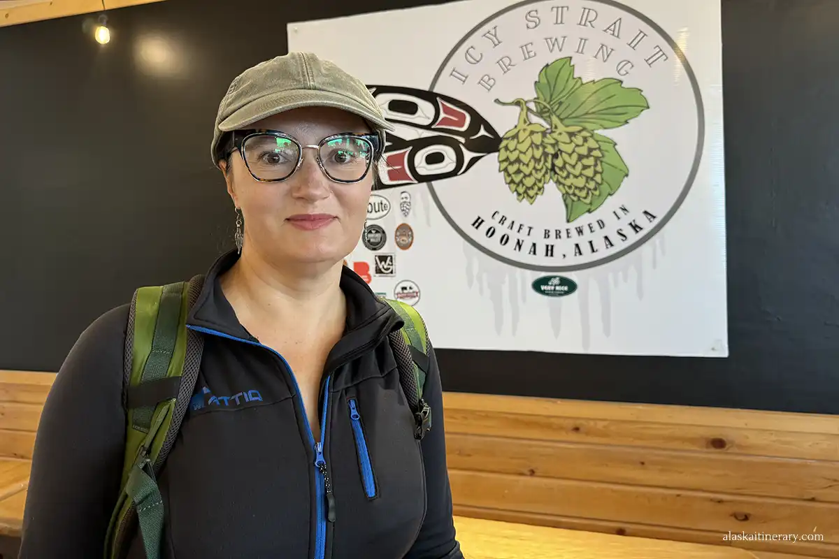 Agnes Stabinska, the author, at the Icy Strait Brewing in Hoonah.