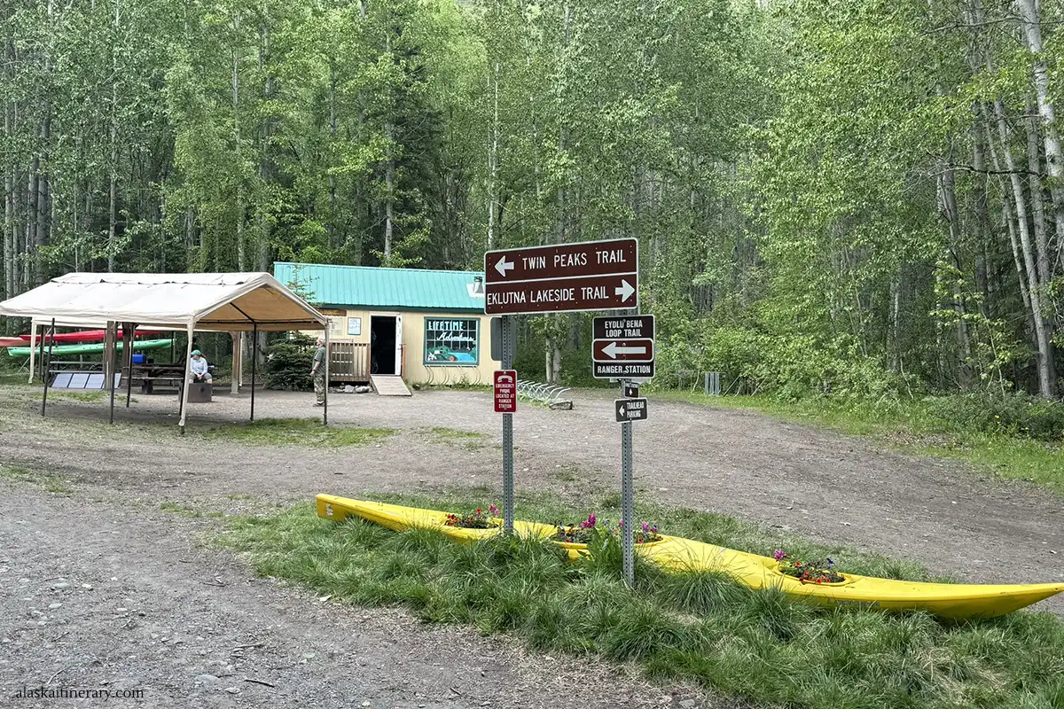 Lifetime Adventures Kayak Rentals at Eklutna Lake.