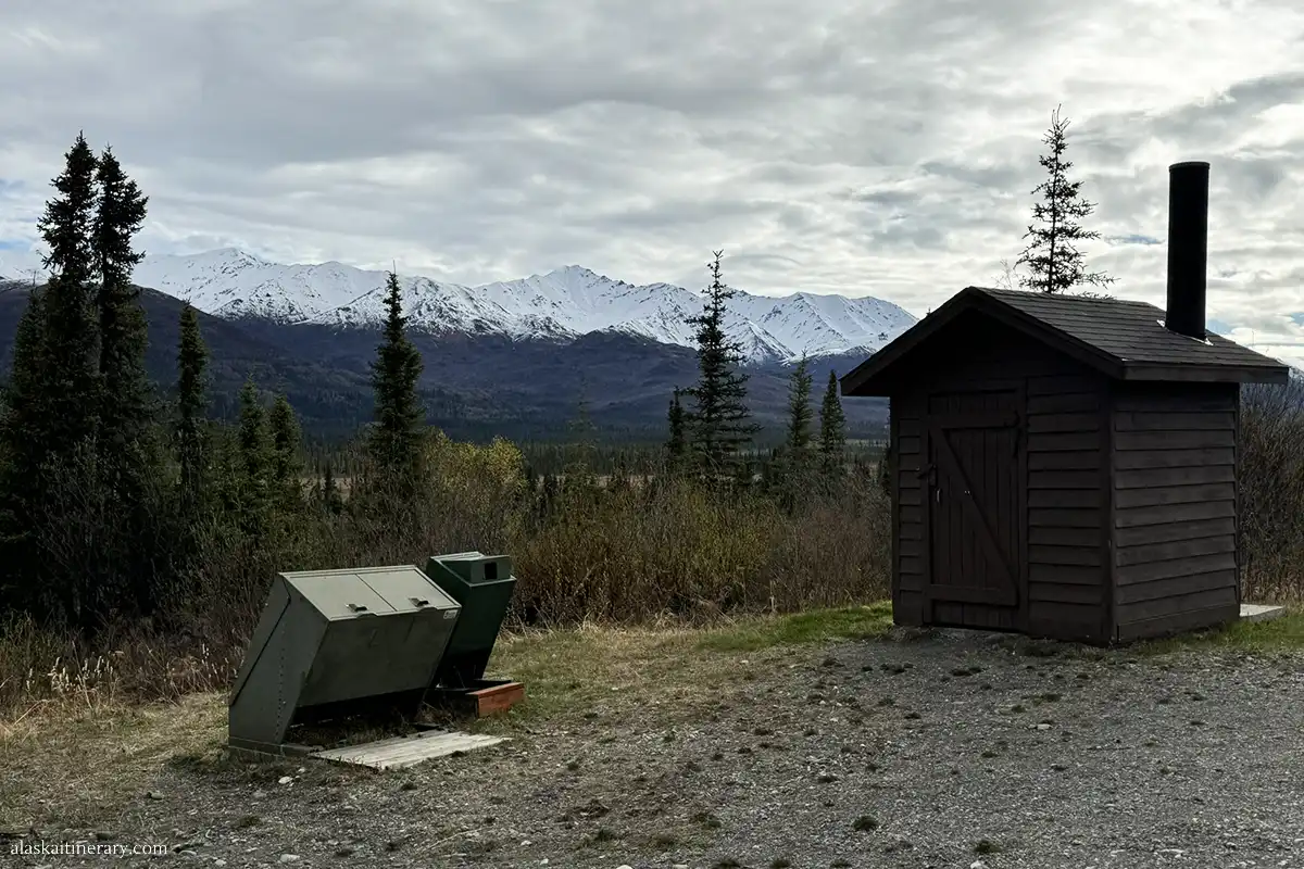 Restrooms with a view on Nabesna Road.