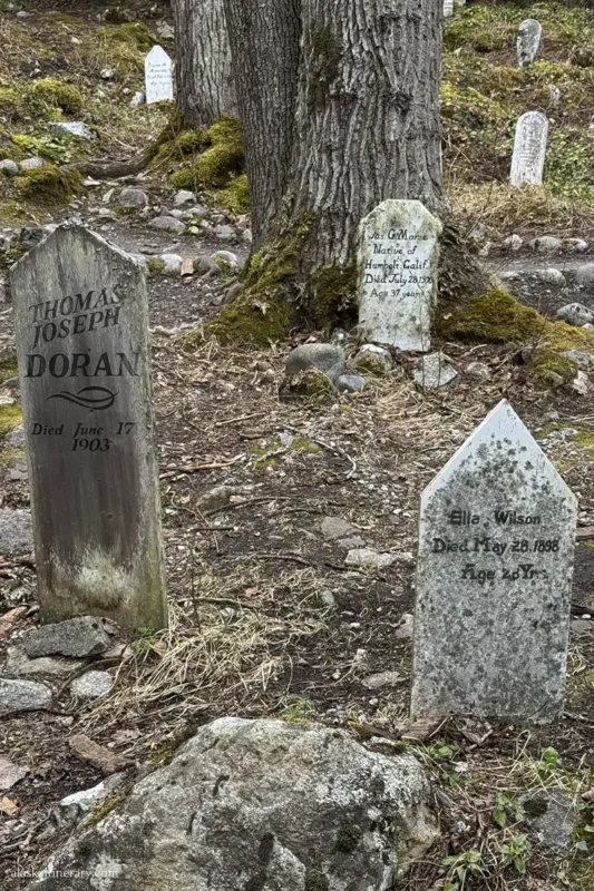 Old graves at Gold Rush Cementery in Skagway.