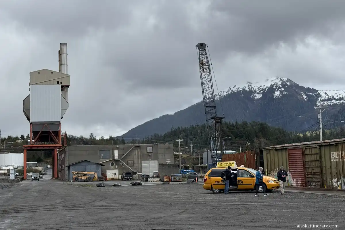 Yellow taxi in Ketchikan.