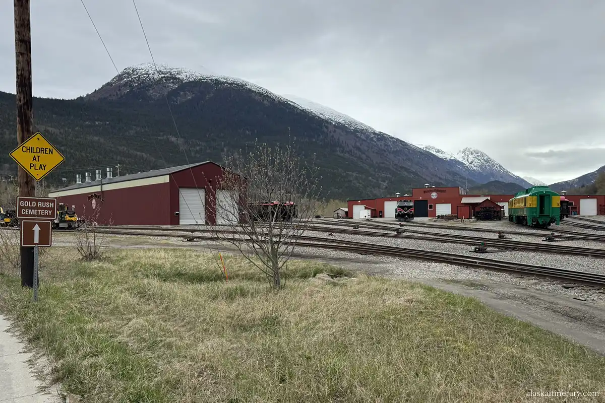 Railway tracks and the trail to the cementery.