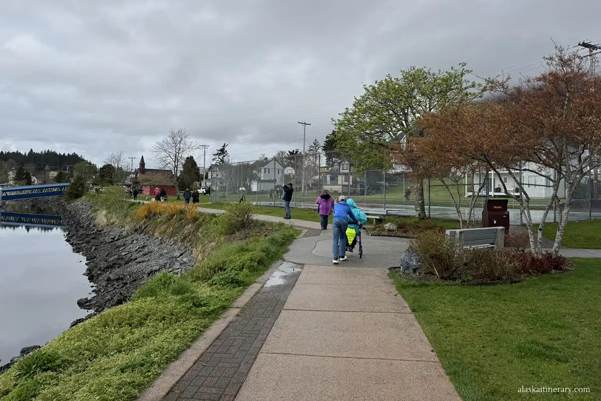 Wide paved, flat paths in Sitka - wheelchair friendly.