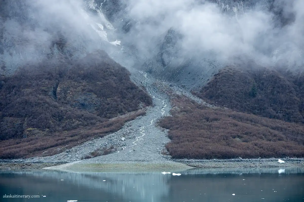Misty and foggy day in Glacier Bay.