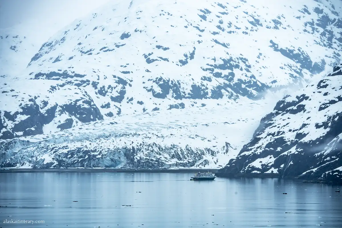 UnCruise Adventures ship cruising Glacier Bay.