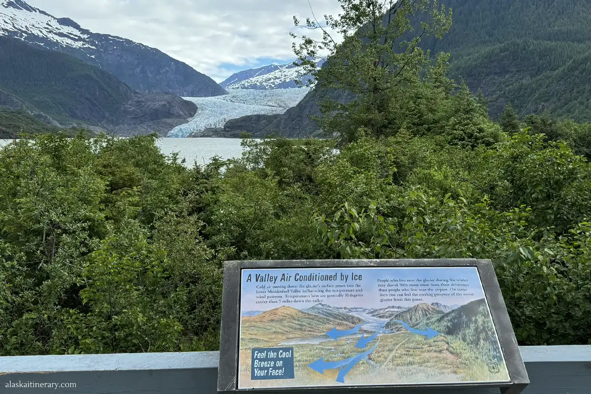 The view from ADA-accessible Mendenhall Glacier Visitor Center.