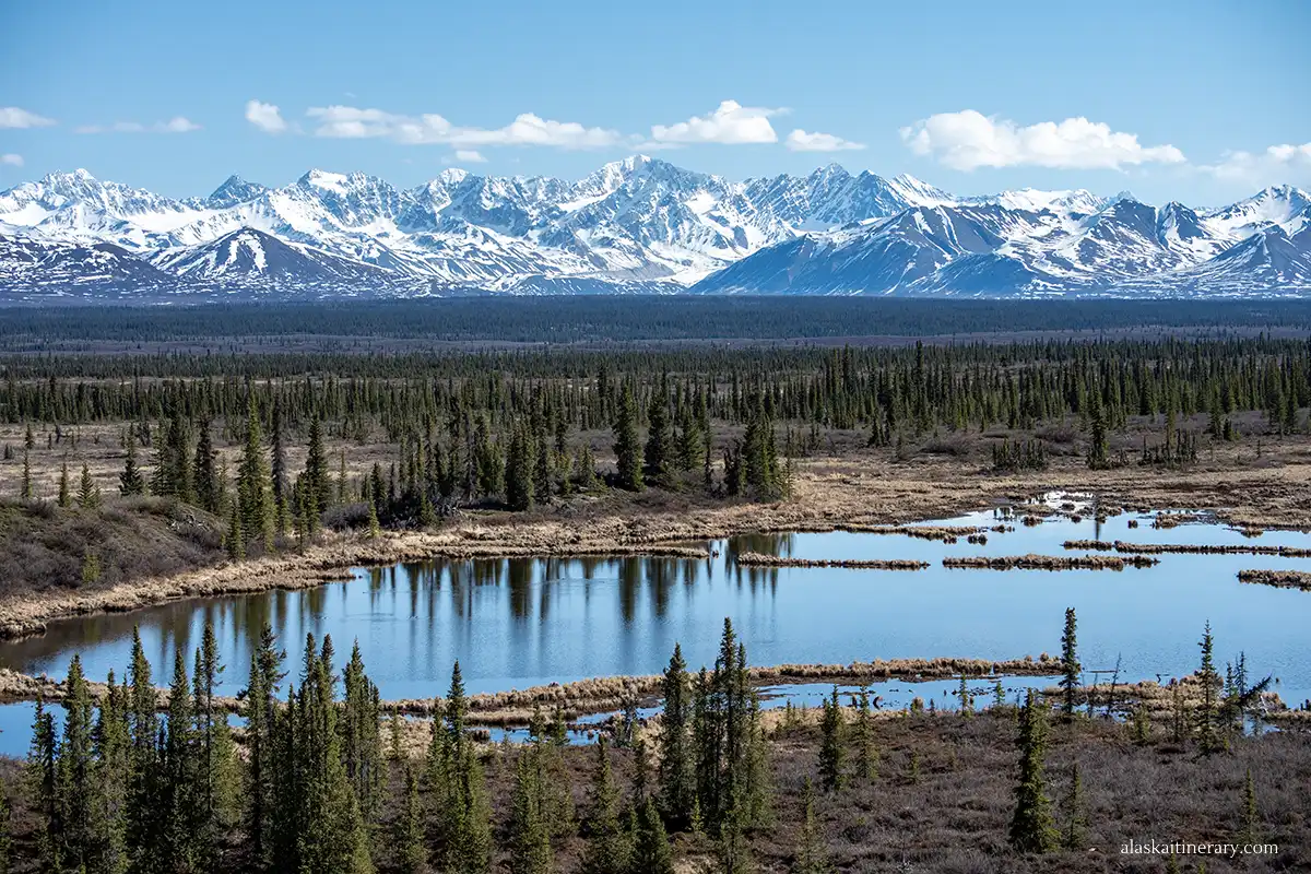 Scenic mountain view of ALaska Range.