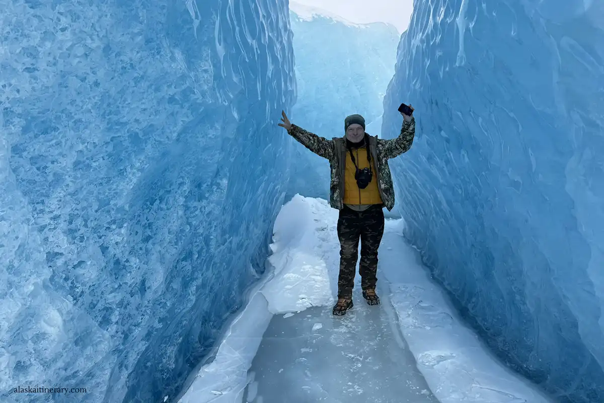 Chris explores Knik glacier.