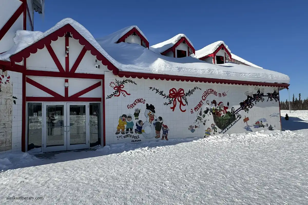 Santa Claus Haus in NOrth Pole in winter.