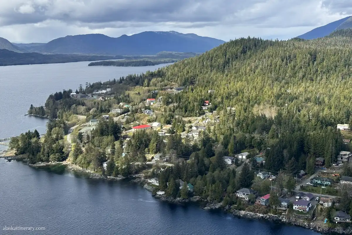Ketchikan on your own - scenic town and mountain views from seaplane.