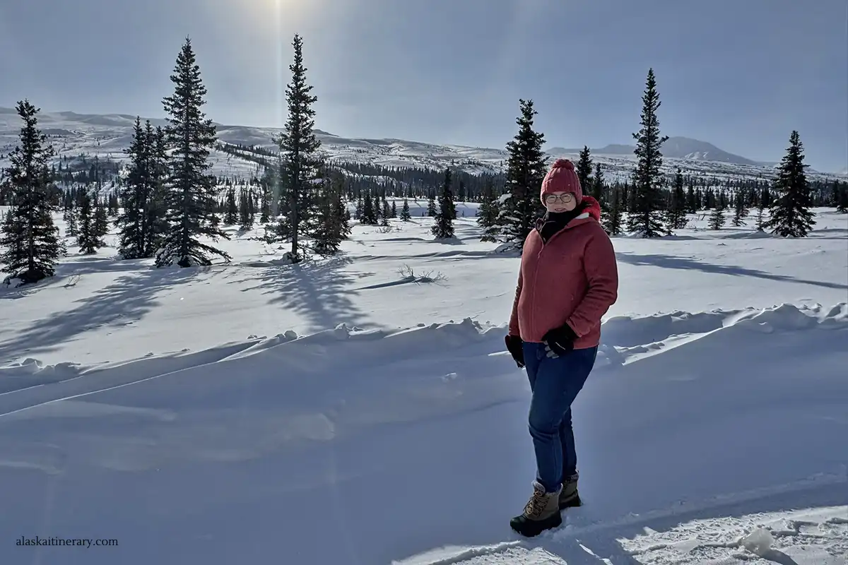 Agnes Stabinska, the author, in Denali in winter.