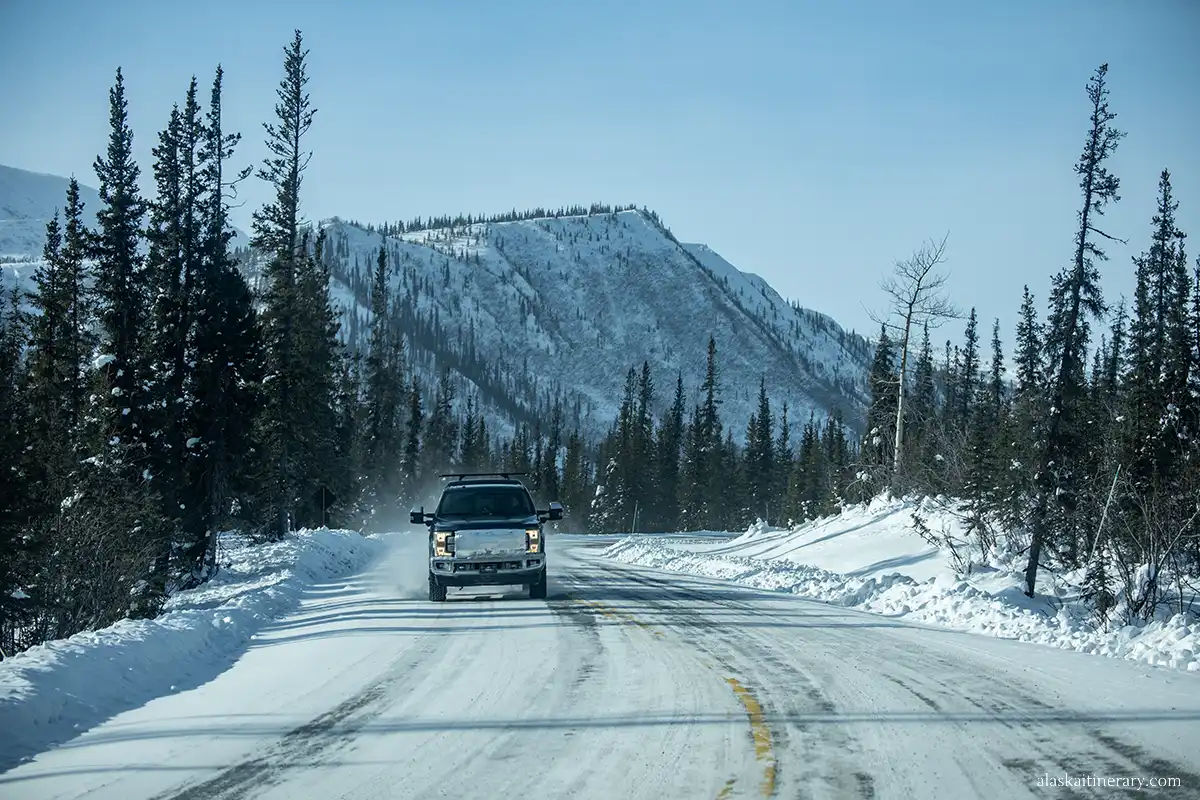 Denali Park Road in winter.