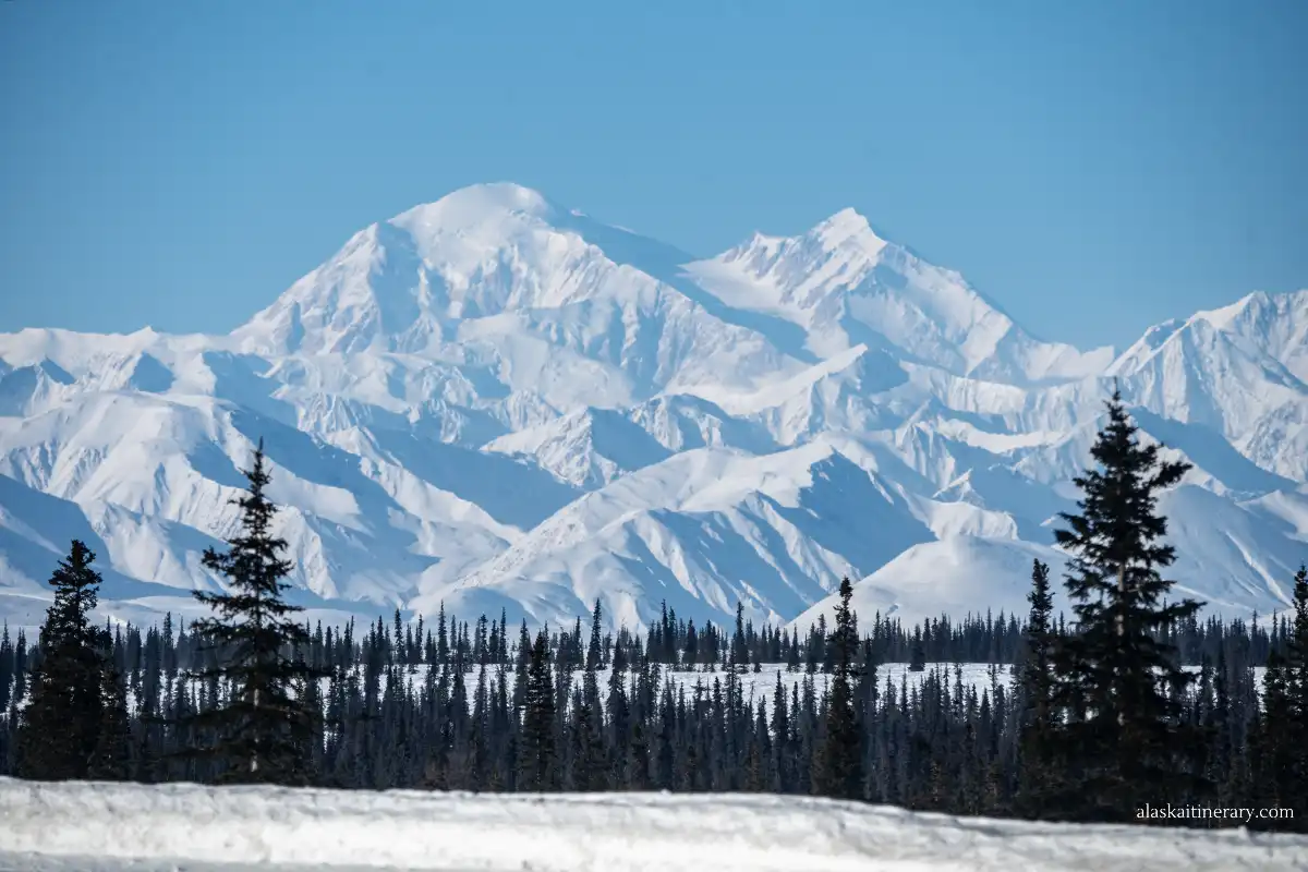 Denali mountain - the highest peak in North America in winter.