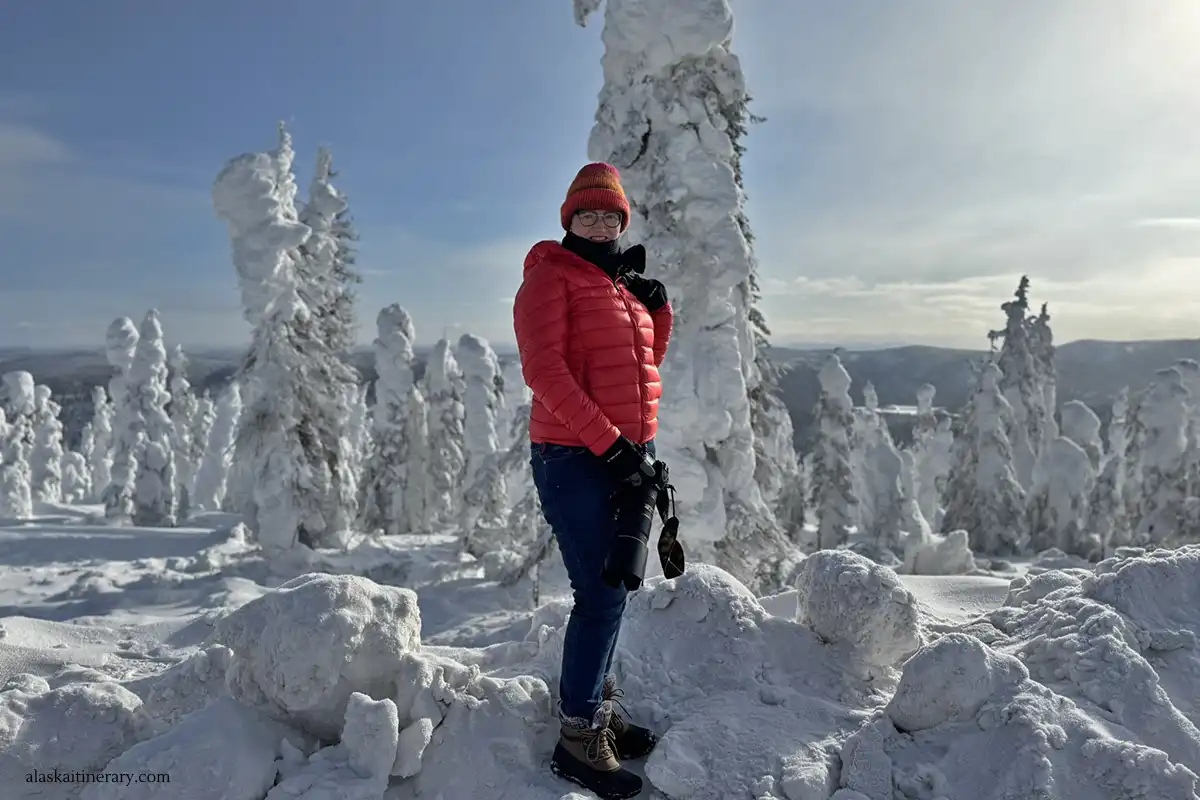 Agnes Stabinska, the author, during the Arctic Ciircle and Northern Lights tour from Fairbanks.